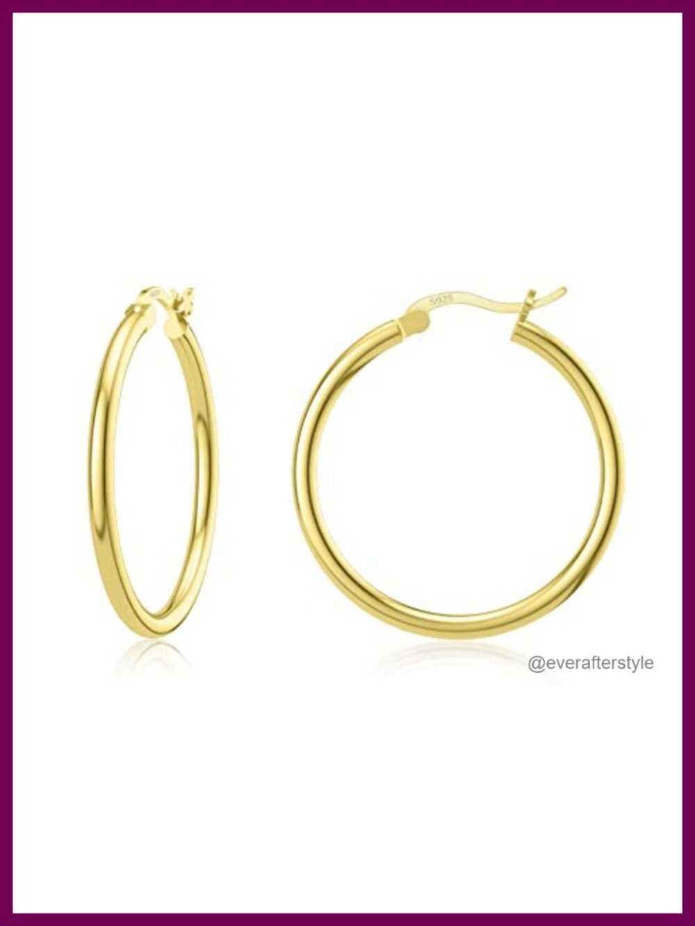 Sterling Silver 925 Hoop Earrings 14K Gold Plated Hypoallergenic Lightweight